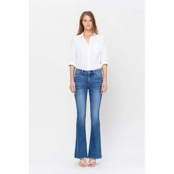 VERVET by Flying Monkey Flattering Mid Rise Flare Jeans for a Chic, On-Trend Loo - Picture 4 of 10